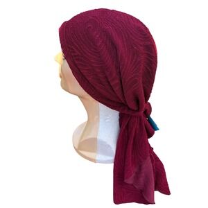 Hats With Heart Brooklyn‎ Scarf Burgundy Jacquard Adjustable Elastic Headwrap